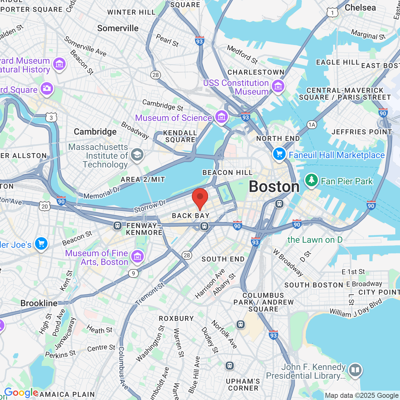Google map image of our location in 585 Boylston St Boston, MA